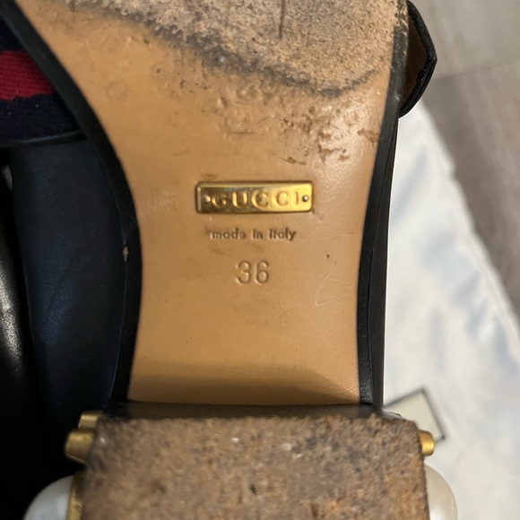 Gucci Leather Mid-heel Loafer (w Pearl Detailing) - Picture 6 of 8